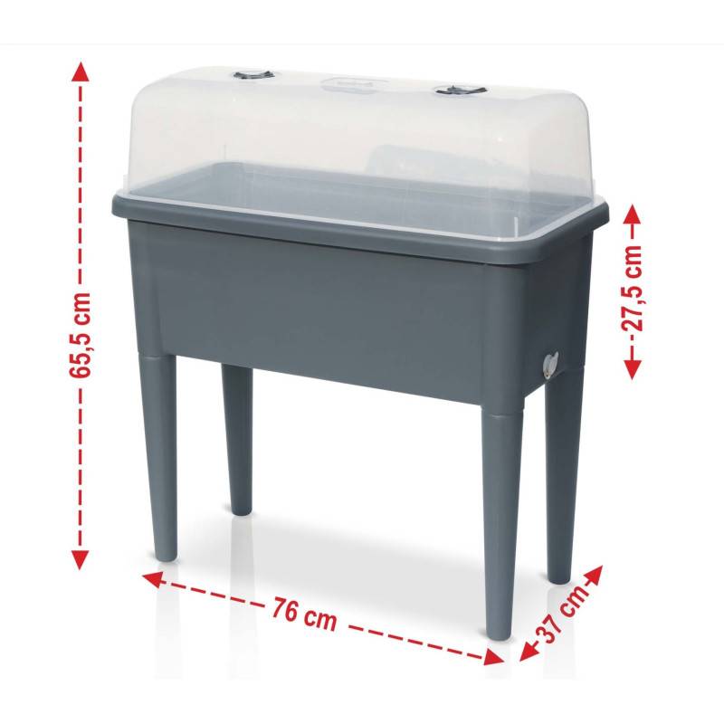 Carré potager sur pied plastique Gris avec couvercle 76x 66x37cm Jardinière surélevée - Image 2