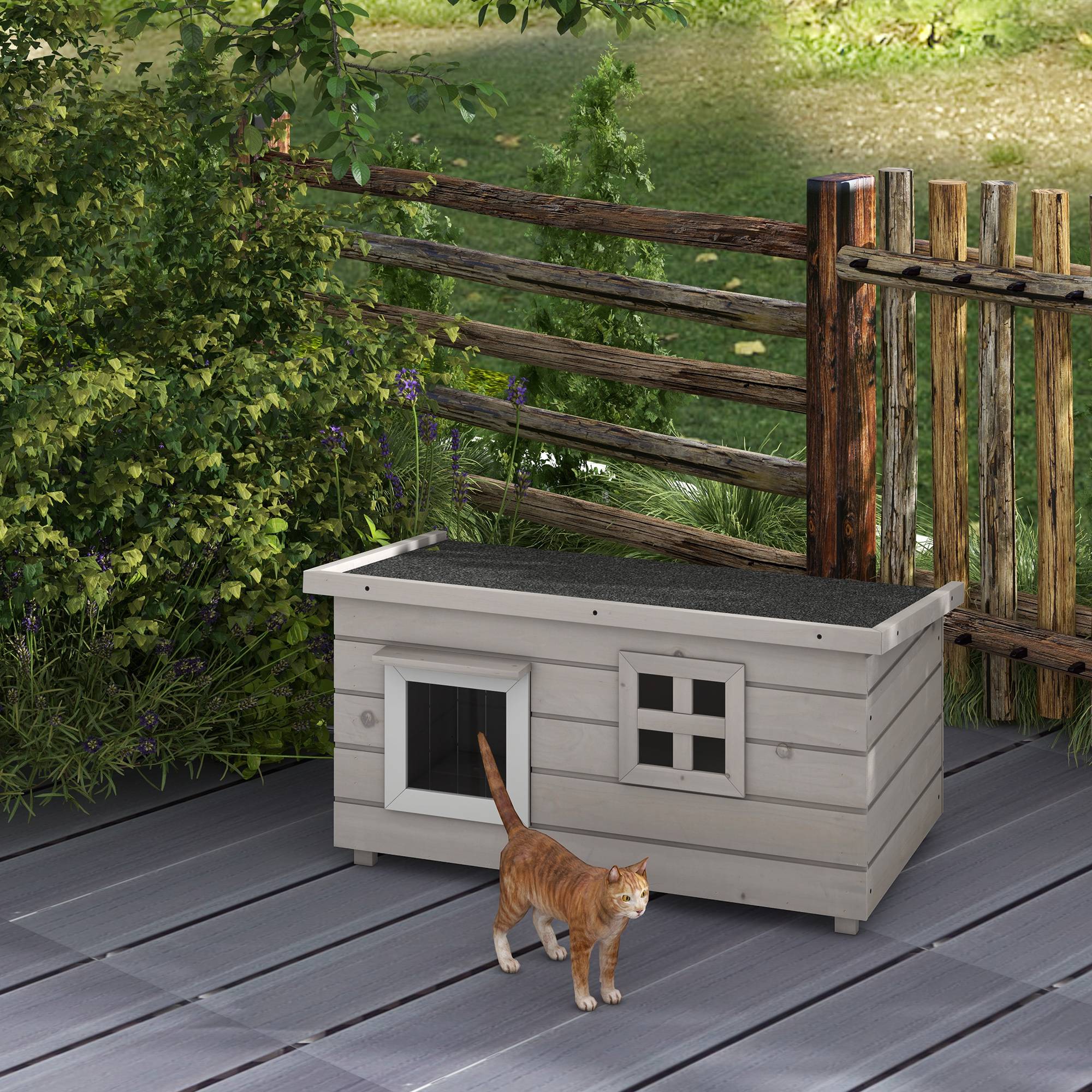 Niche pour chat bois gris 87 x 52 x 44 cm PANGIVO Jardiland — free download