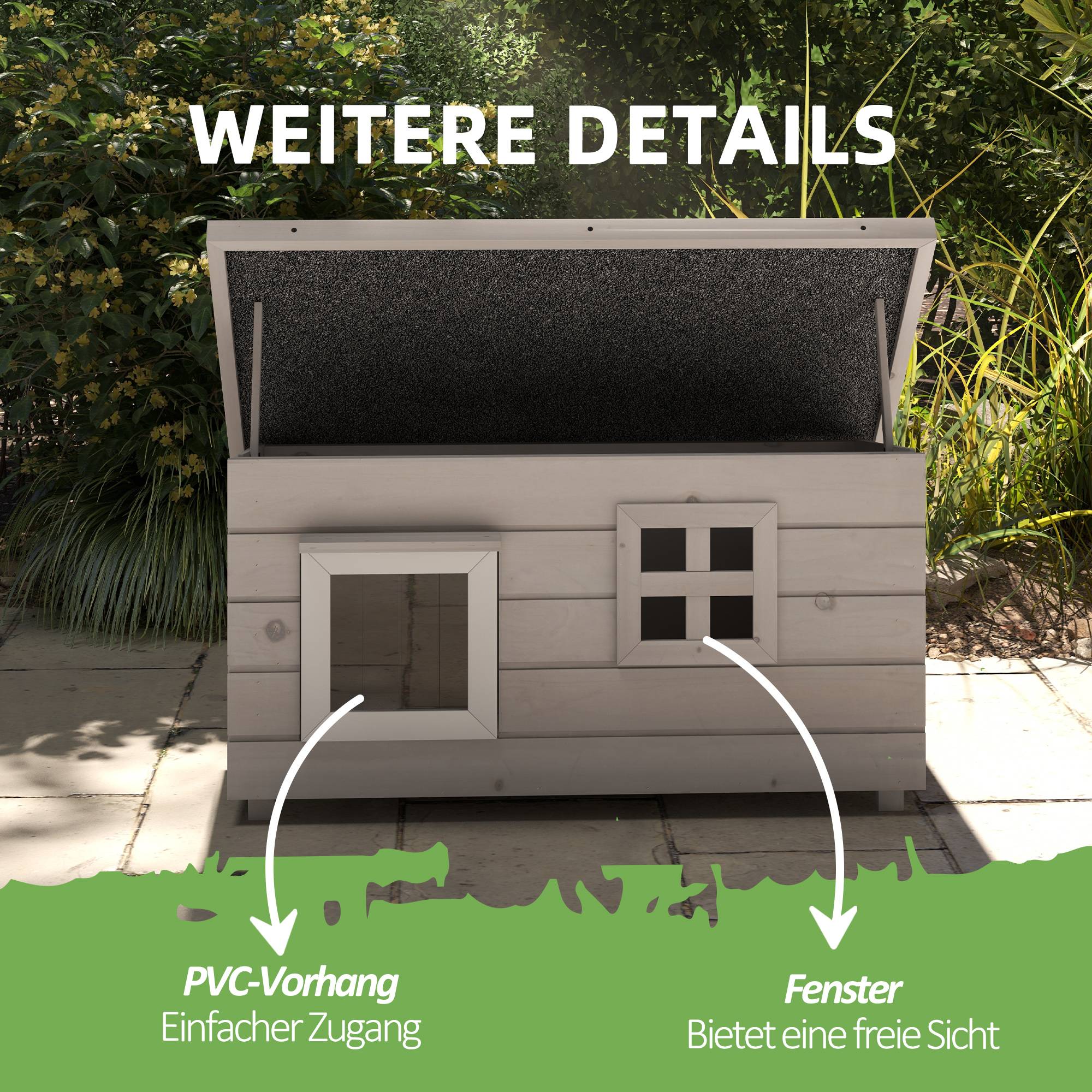 Niche pour chat bois gris 87 x 52 x 44 cm - PANGIVO - Image 8