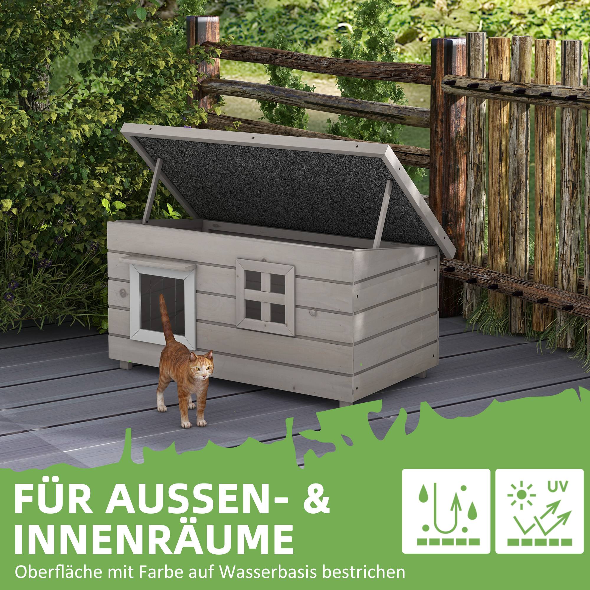 Niche pour chat bois gris 87 x 52 x 44 cm - PANGIVO - Image 7