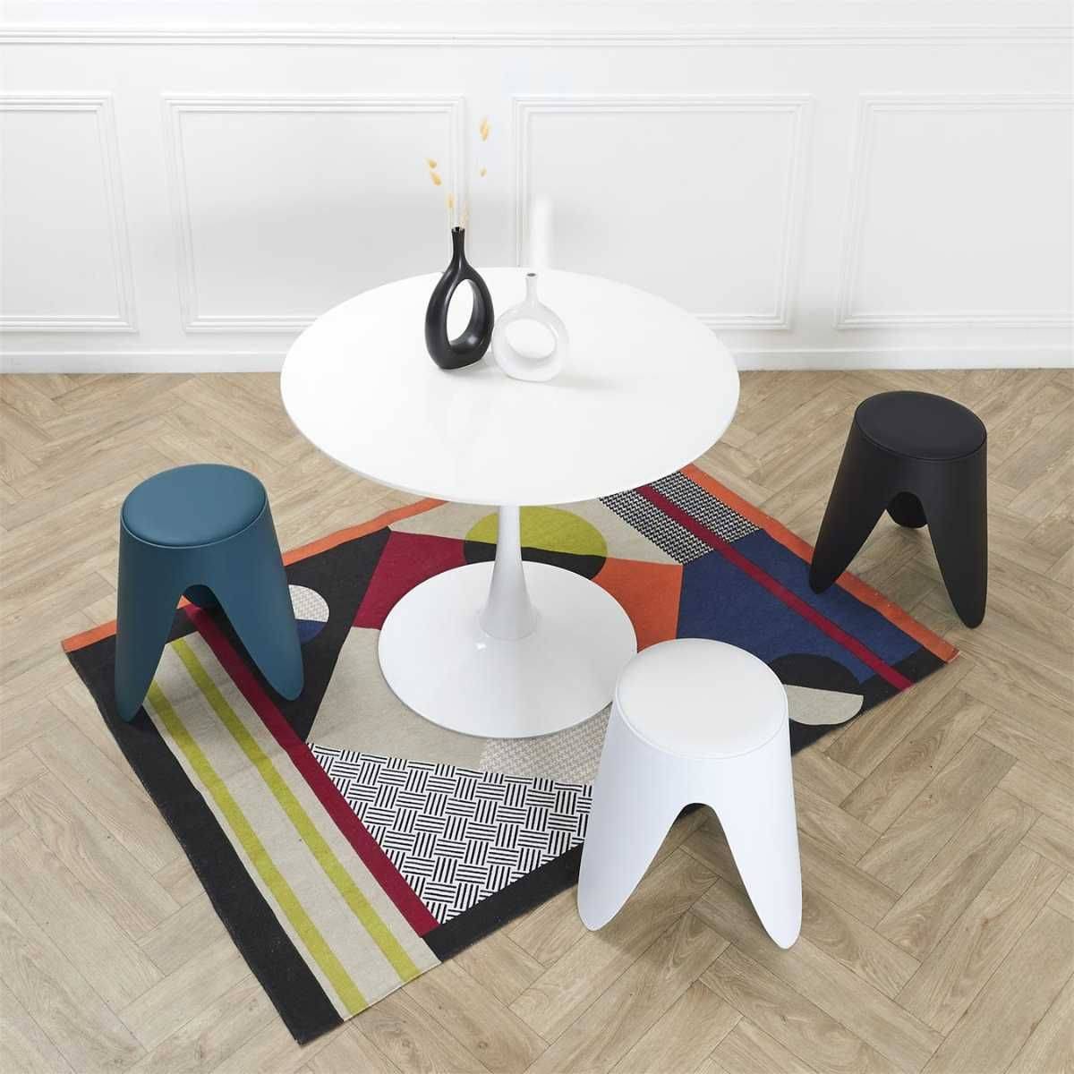Tabouret Blanc Tulipe en Polypropylène Empilable Ø46 cm - QARIS - Image 7