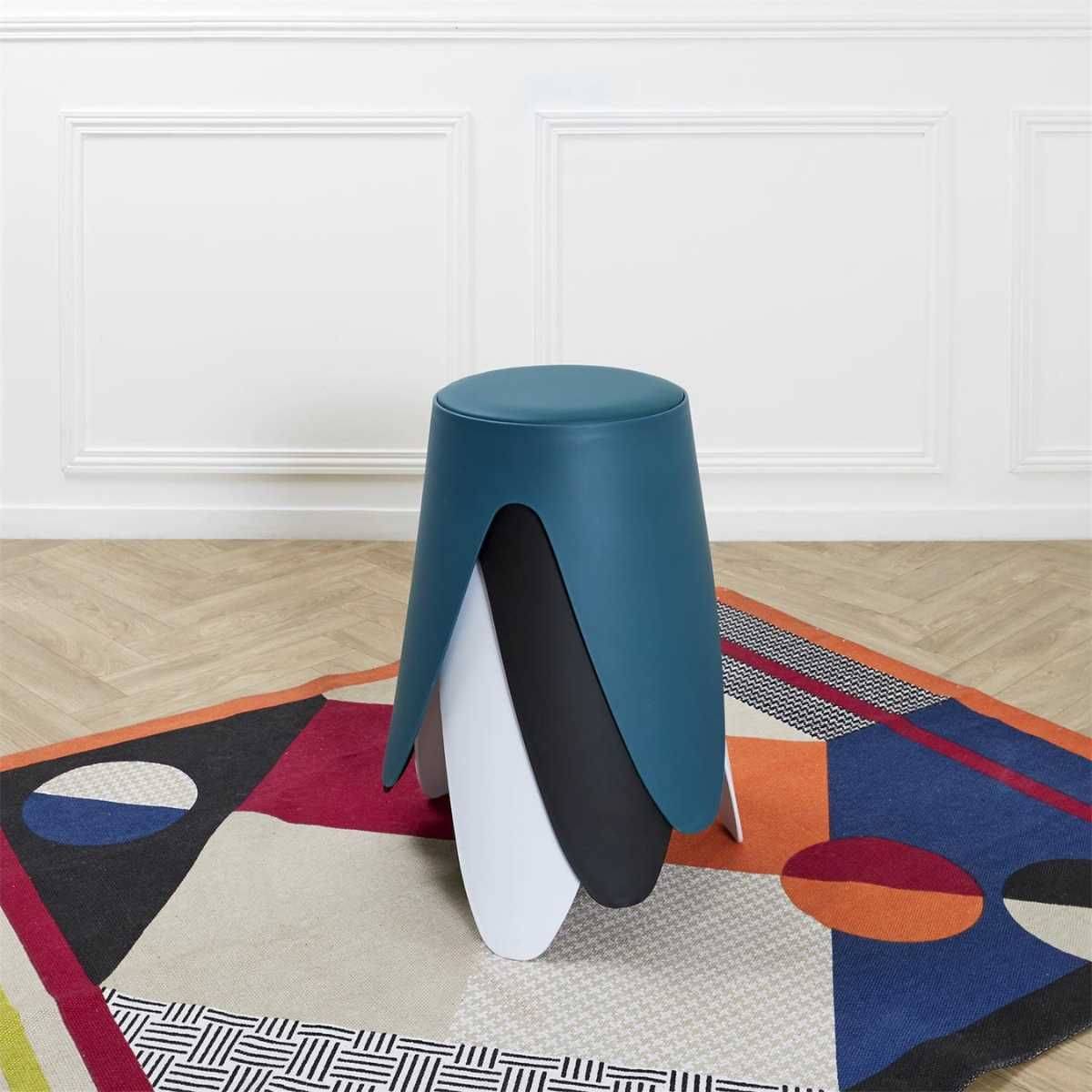 Tabouret Blanc Tulipe en Polypropylène Empilable Ø46 cm - QARIS - Image 6