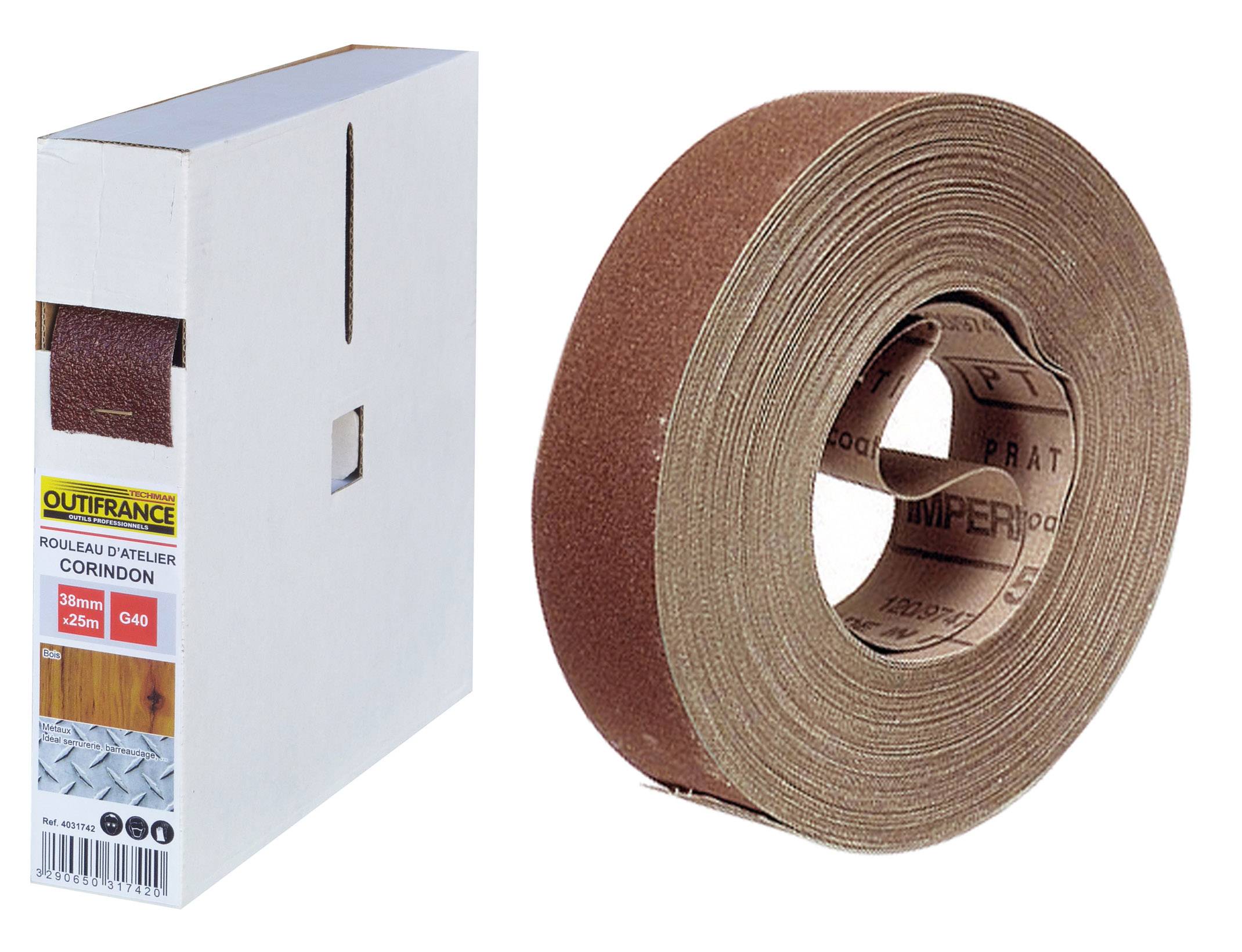 Outifrance - Rouleau d'atelier corindon 38mm x 25m gr.120