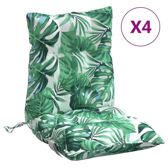 Lot de 4 coussins de chaise à dossier bas tissu Oxford motif feuilles 100 x 50 x 7 cm - PANGIVO - Image 2