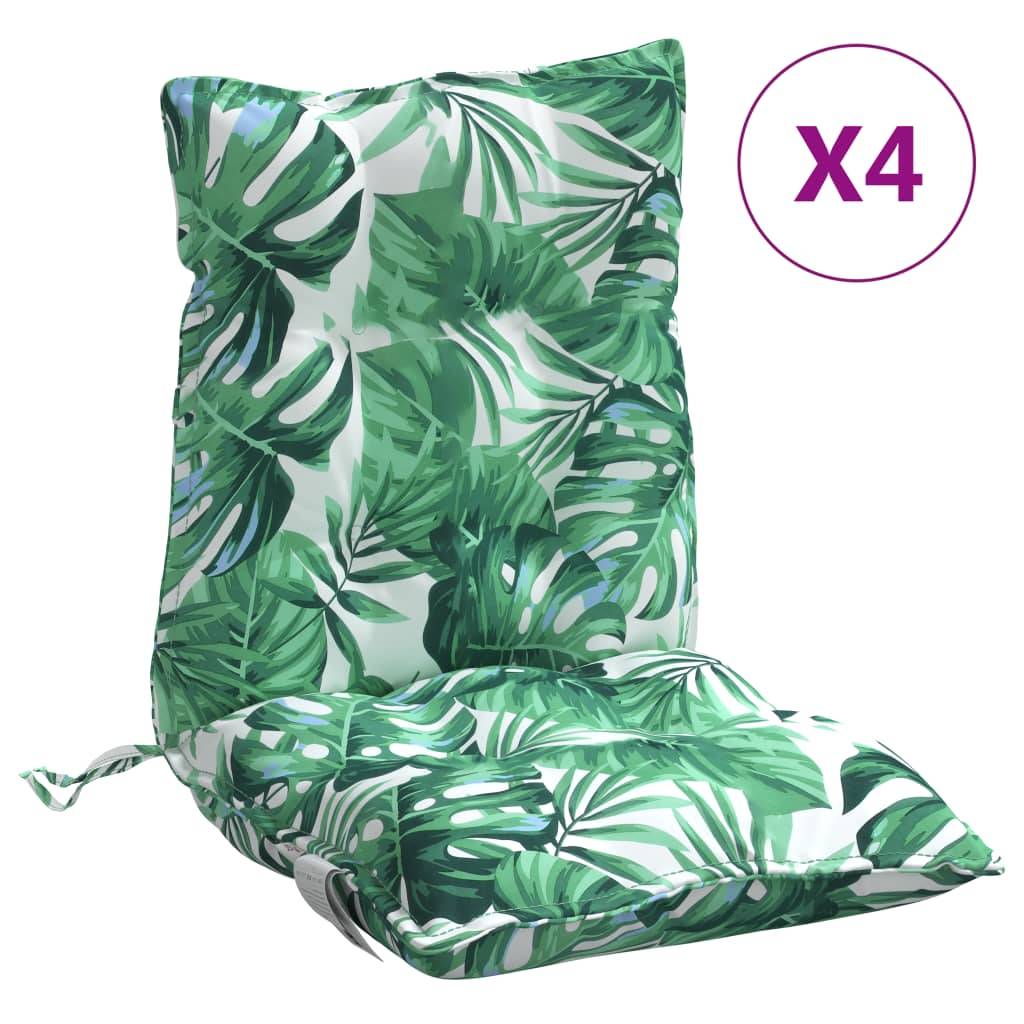 Lot de 4 coussins de chaise à dossier bas tissu Oxford motif feuilles 100 x 50 x 7 cm - PANGIVO - Image 2