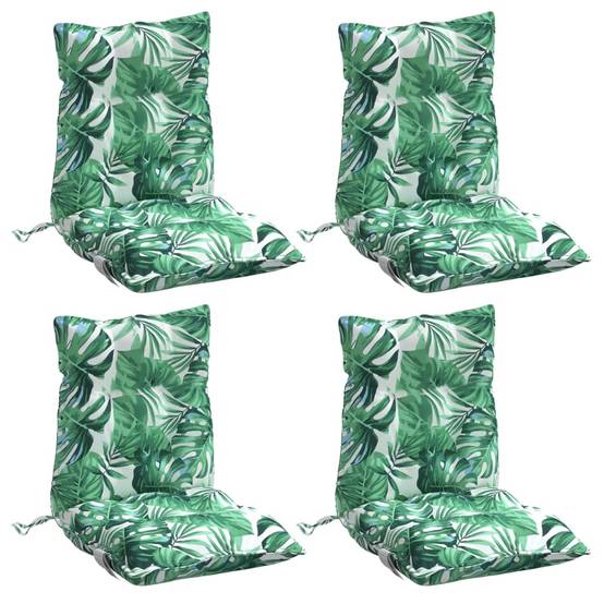 Lot de 4 coussins de chaise à dossier bas tissu Oxford motif feuilles 100 x 50 x 7 cm - PANGIVO - Image 3