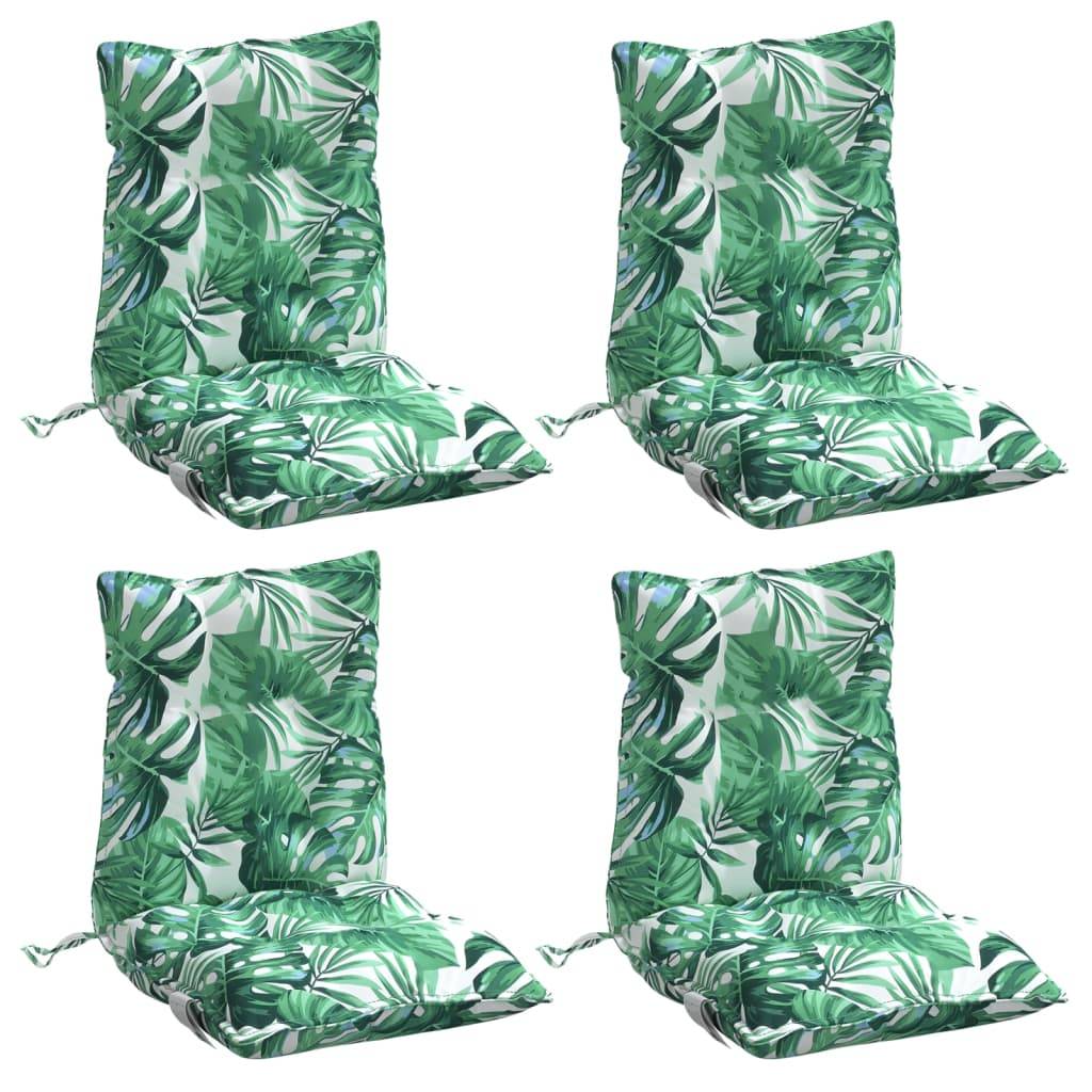 Lot de 4 coussins de chaise à dossier bas tissu Oxford motif feuilles 100 x 50 x 7 cm - PANGIVO - Image 3