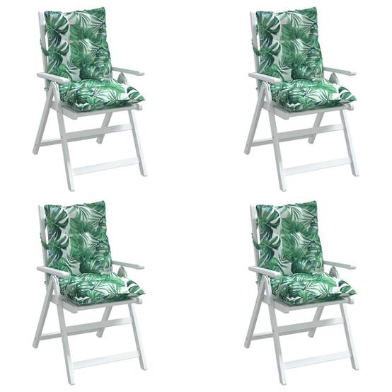 Lot de 4 coussins de chaise à dossier bas tissu Oxford motif feuilles 100 x 50 x 7 cm - PANGIVO - Image 4