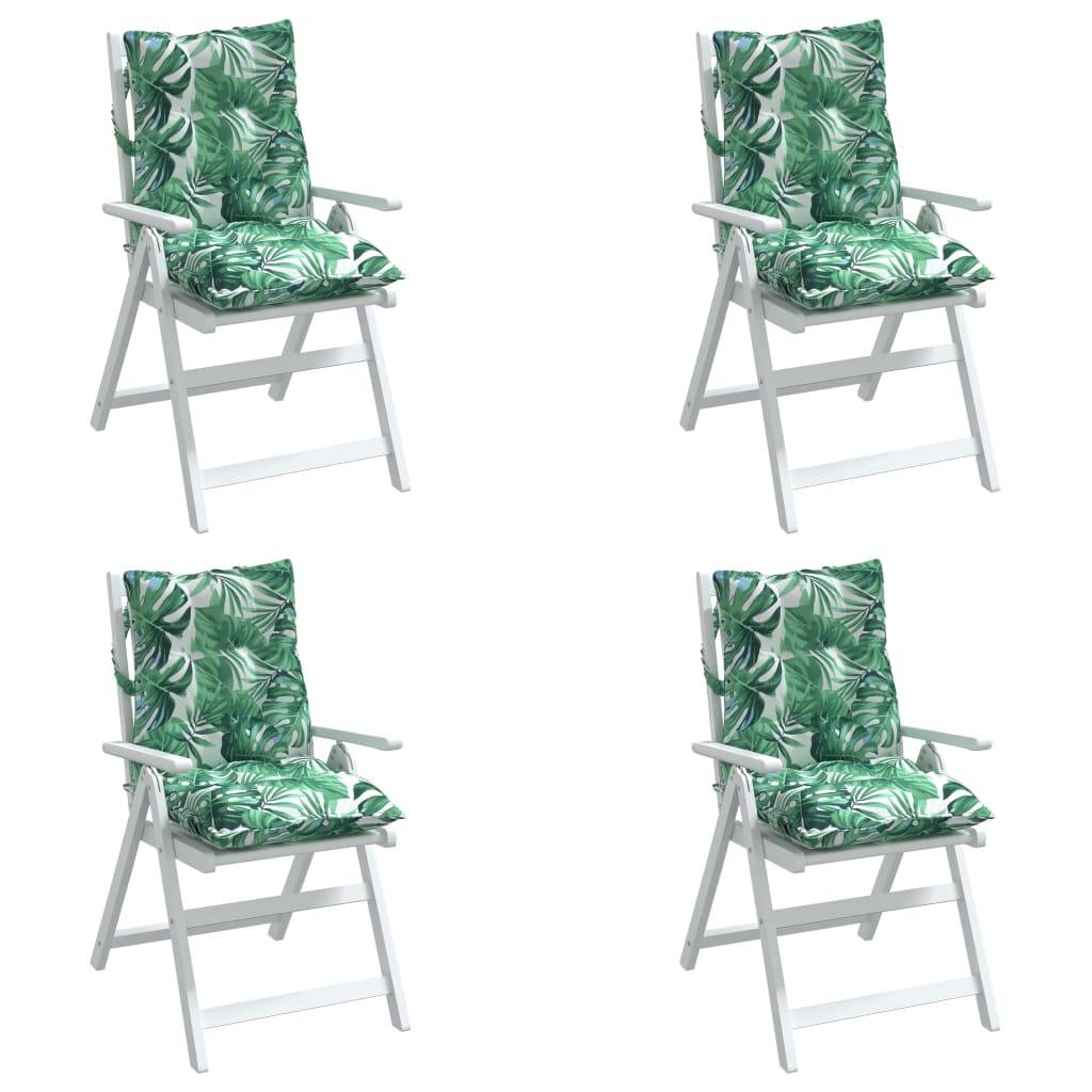 Lot de 4 coussins de chaise à dossier bas tissu Oxford motif feuilles 100 x 50 x 7 cm - PANGIVO - Image 4