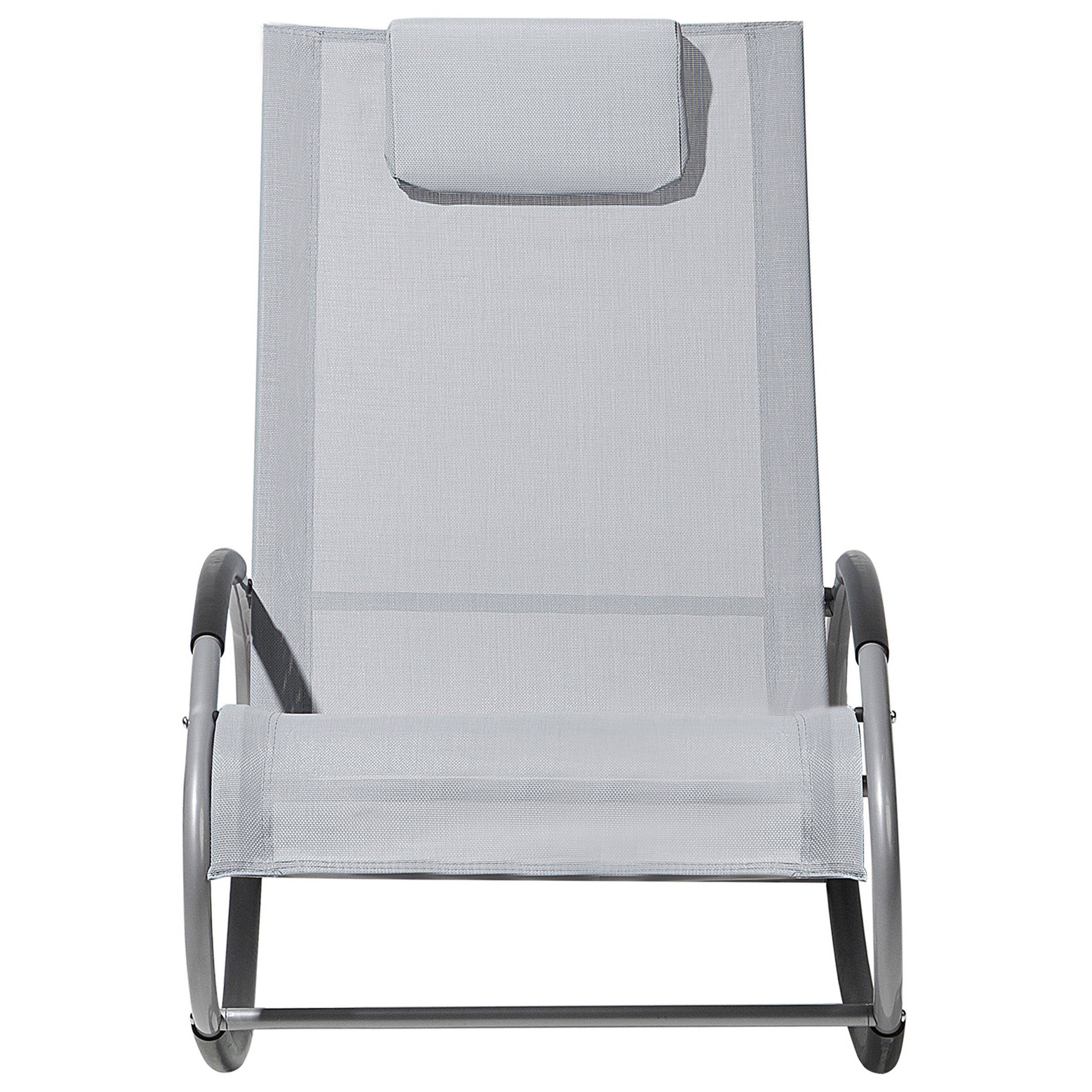 Beliani - Chaise de Jardin Transat à Bascule en Textile Gris et Acier Argenté Matières Résistantes et Durables et Design Moderne Très Confortable Beliani - Imagen 4