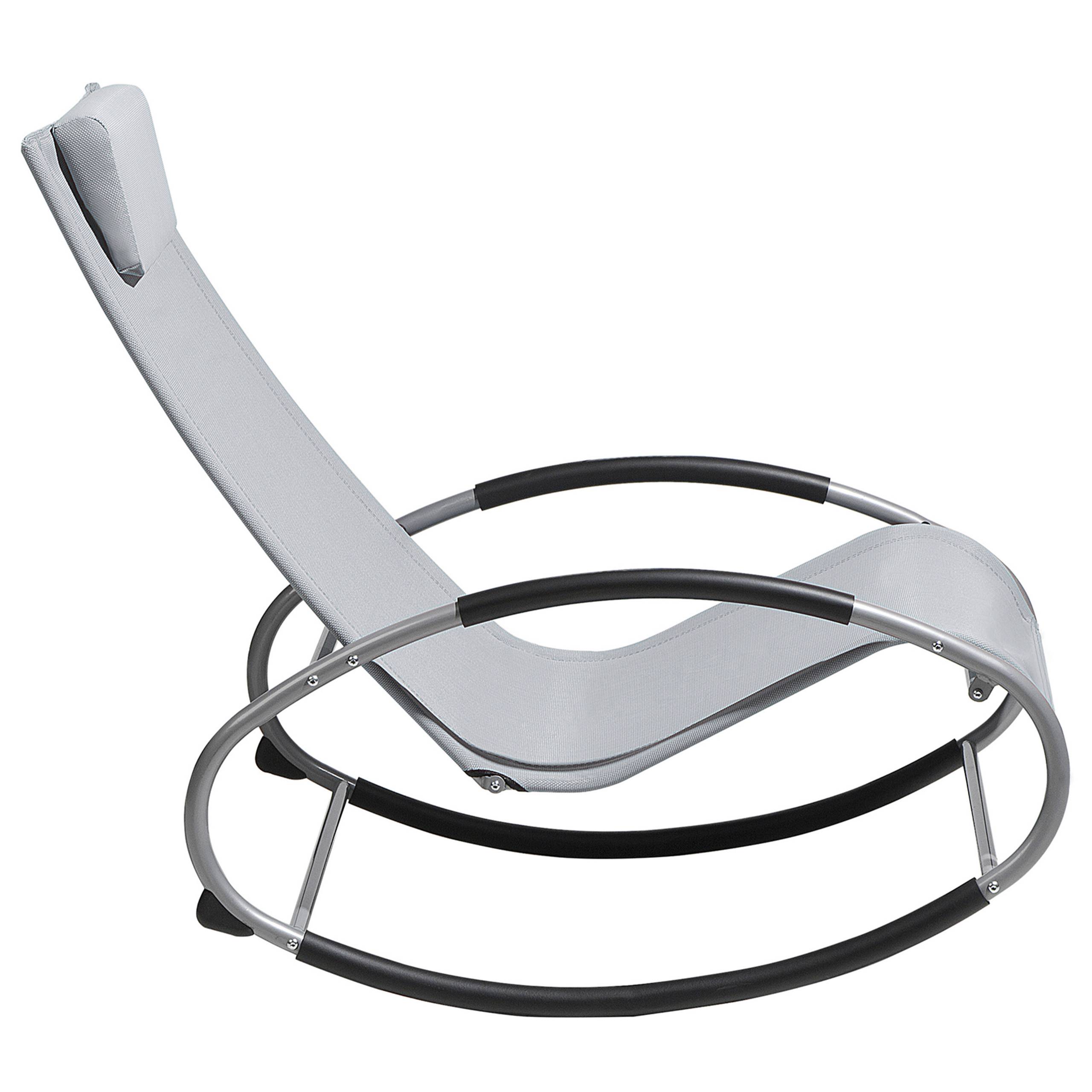 Beliani - Chaise de Jardin Transat à Bascule en Textile Gris et Acier Argenté Matières Résistantes et Durables et Design Moderne Très Confortable Beliani - Imagen 6