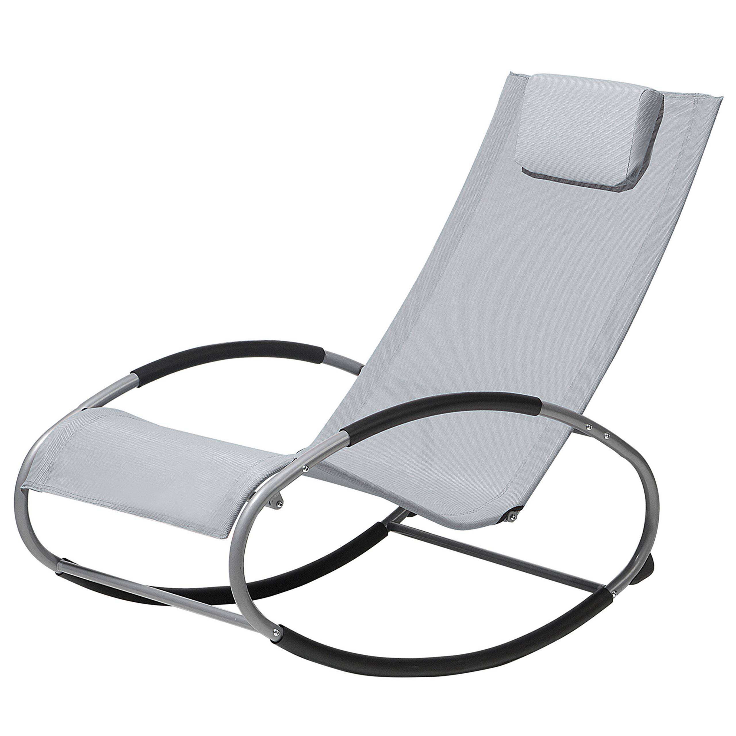 Beliani - Chaise de Jardin Transat à Bascule en Textile Gris et Acier Argenté Matières Résistantes et Durables et Design Moderne Très Confortable Beliani - Imagen 5
