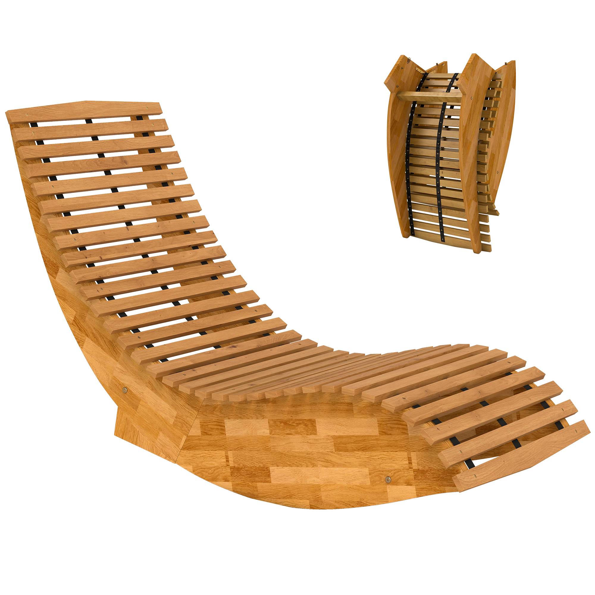 Chaise longue basculante bois acacia jardin extérieur pliable 156x60cm nature - ComfortXL Outdoor Living - Image 1