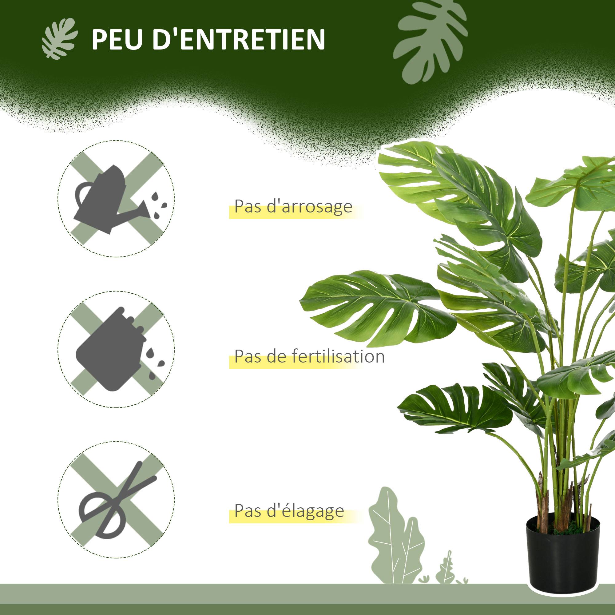 Plante artificielle arbre artificiel monstera deliciosa avec pot inclus hauteur 120 cm intérieure vert - Image 8