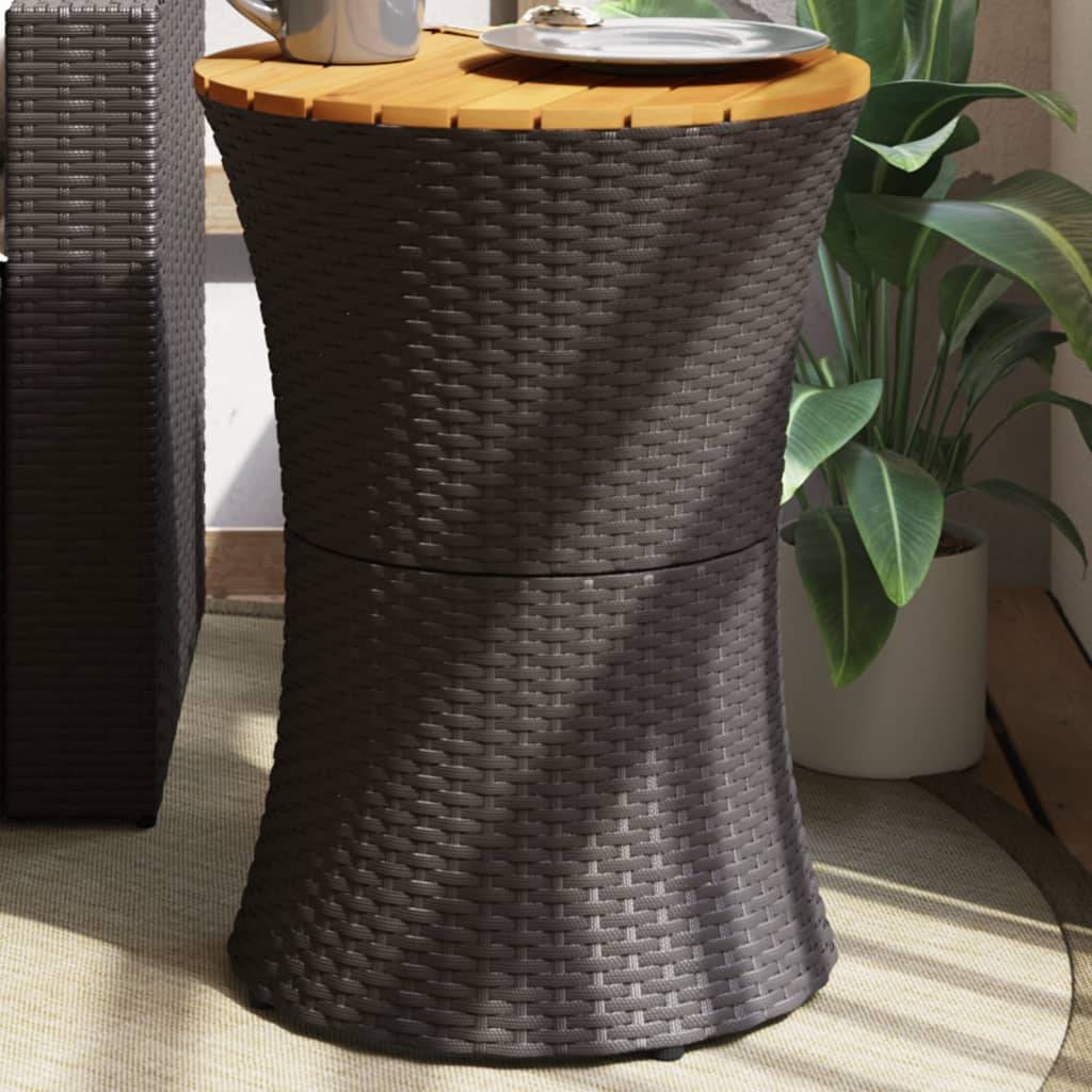 PANGIVO - Table d'appoint de jardin tambour noir rotin bois massif 38 x 56 cm - PANGIVO - Image 1
