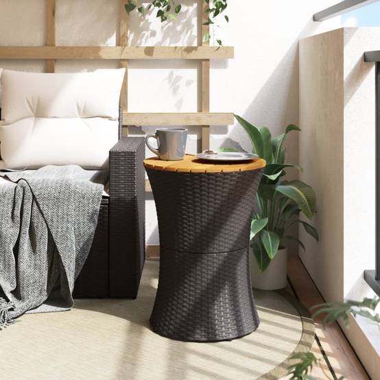 PANGIVO - Table d'appoint de jardin tambour noir rotin bois massif 38 x 56 cm - PANGIVO - Image 3