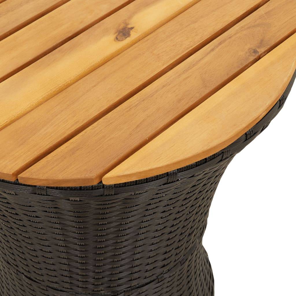 PANGIVO - Table d'appoint de jardin tambour noir rotin bois massif 38 x 56 cm - PANGIVO - Image 8
