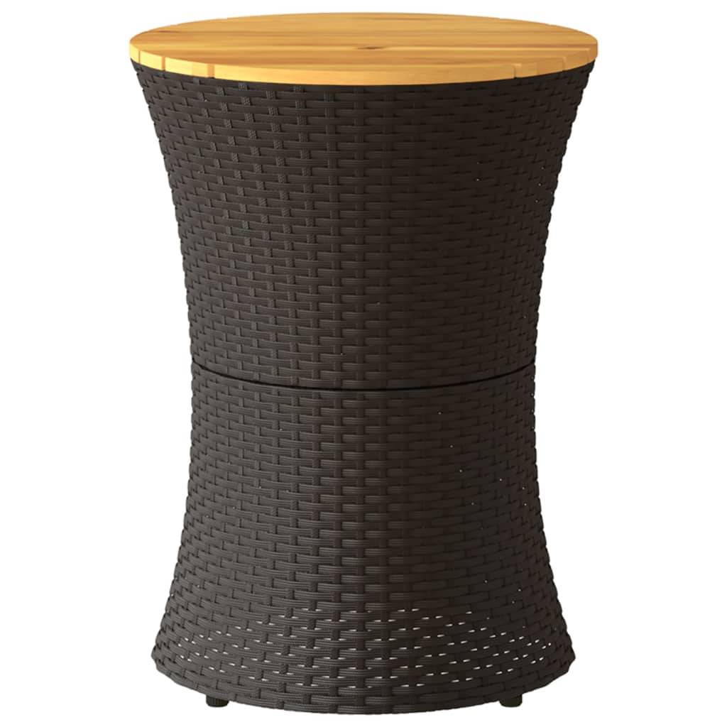 PANGIVO - Table d'appoint de jardin tambour noir rotin bois massif 38 x 56 cm - PANGIVO - Image 4