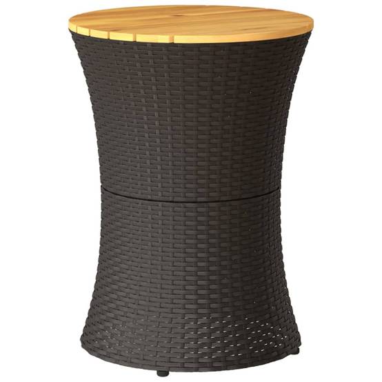 PANGIVO - Table d'appoint de jardin tambour noir rotin bois massif 38 x 56 cm - PANGIVO - Image 6