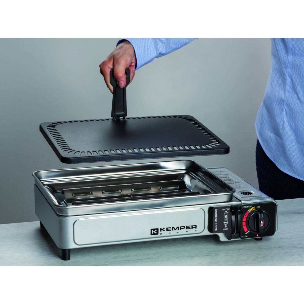 Plancha gaz portable 2300w plaque anti adhésive + valise de transport KEMPER - Image 6