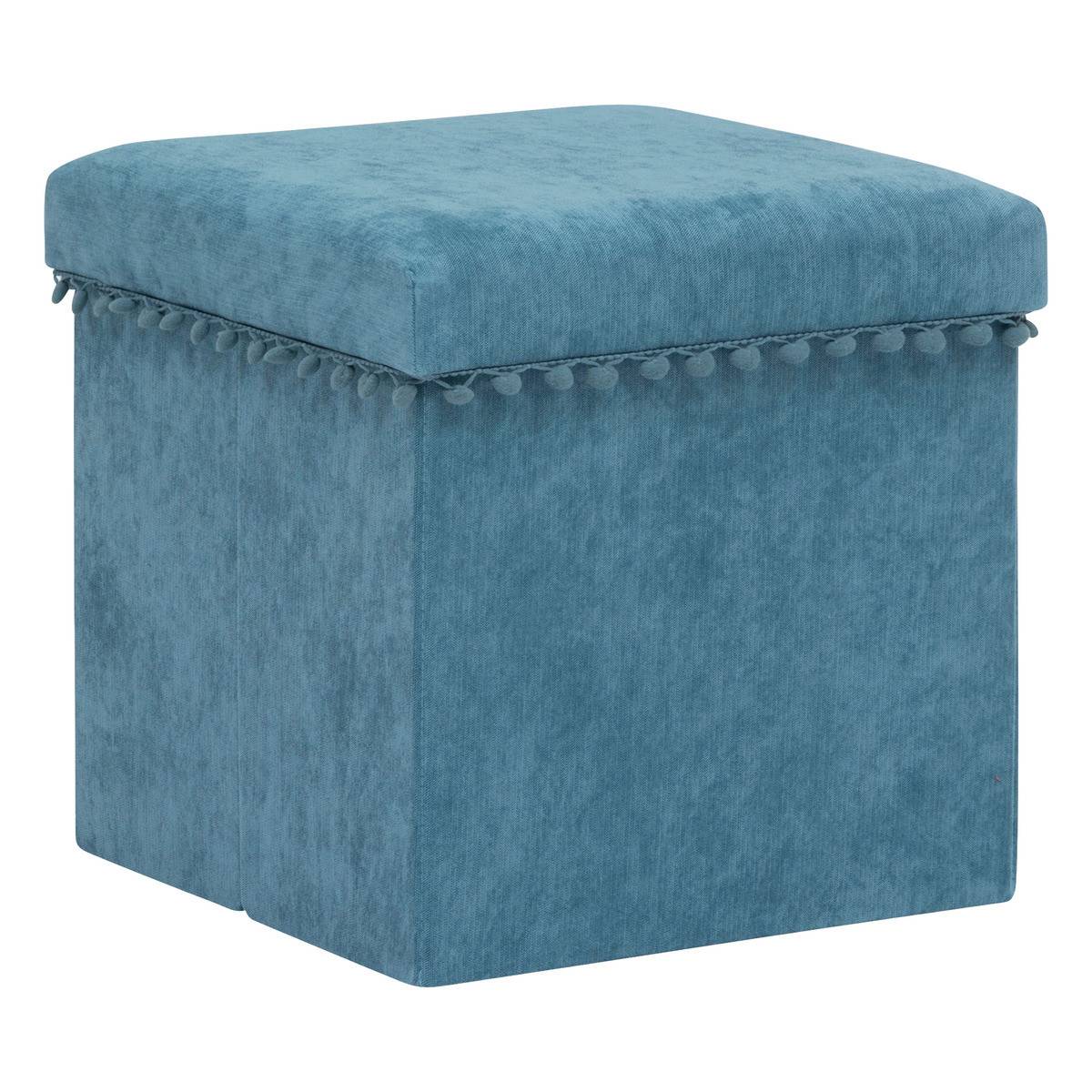 2 en 1 Pouf pliant et coffre de rangement Bleu 40 x 39 cm - Imagen 1