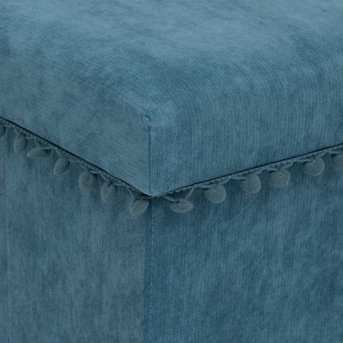 2 en 1 Pouf pliant et coffre de rangement Bleu 40 x 39 cm - Imagen 4