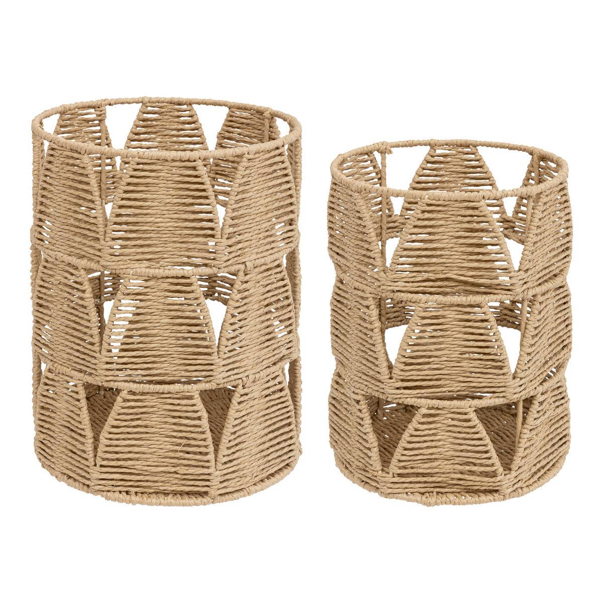 Lot de 2 Paniers de rangement Beige D 28 et D 23 cm - Imagen 1