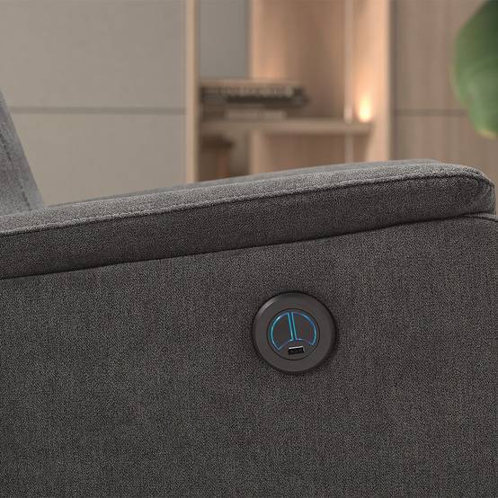 Fauteuil Relax Electrique Tissu Gris foncé - ALCANTAR - Image 4