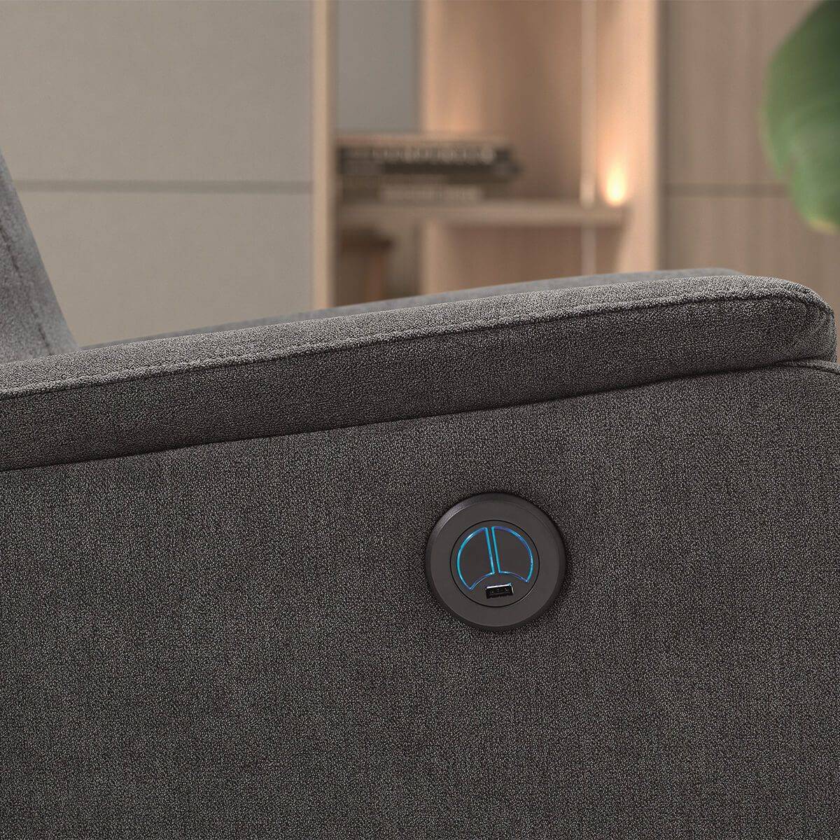 Fauteuil Relax Electrique Tissu Gris foncé - ALCANTAR - Image 4