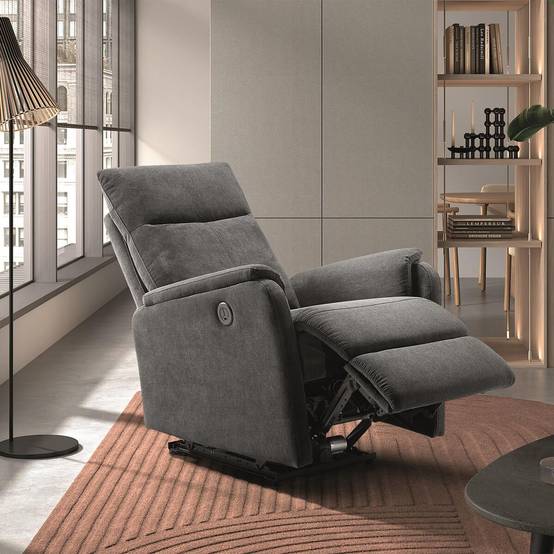 Fauteuil Relax Electrique Tissu Gris foncé - ALCANTAR - Image 2