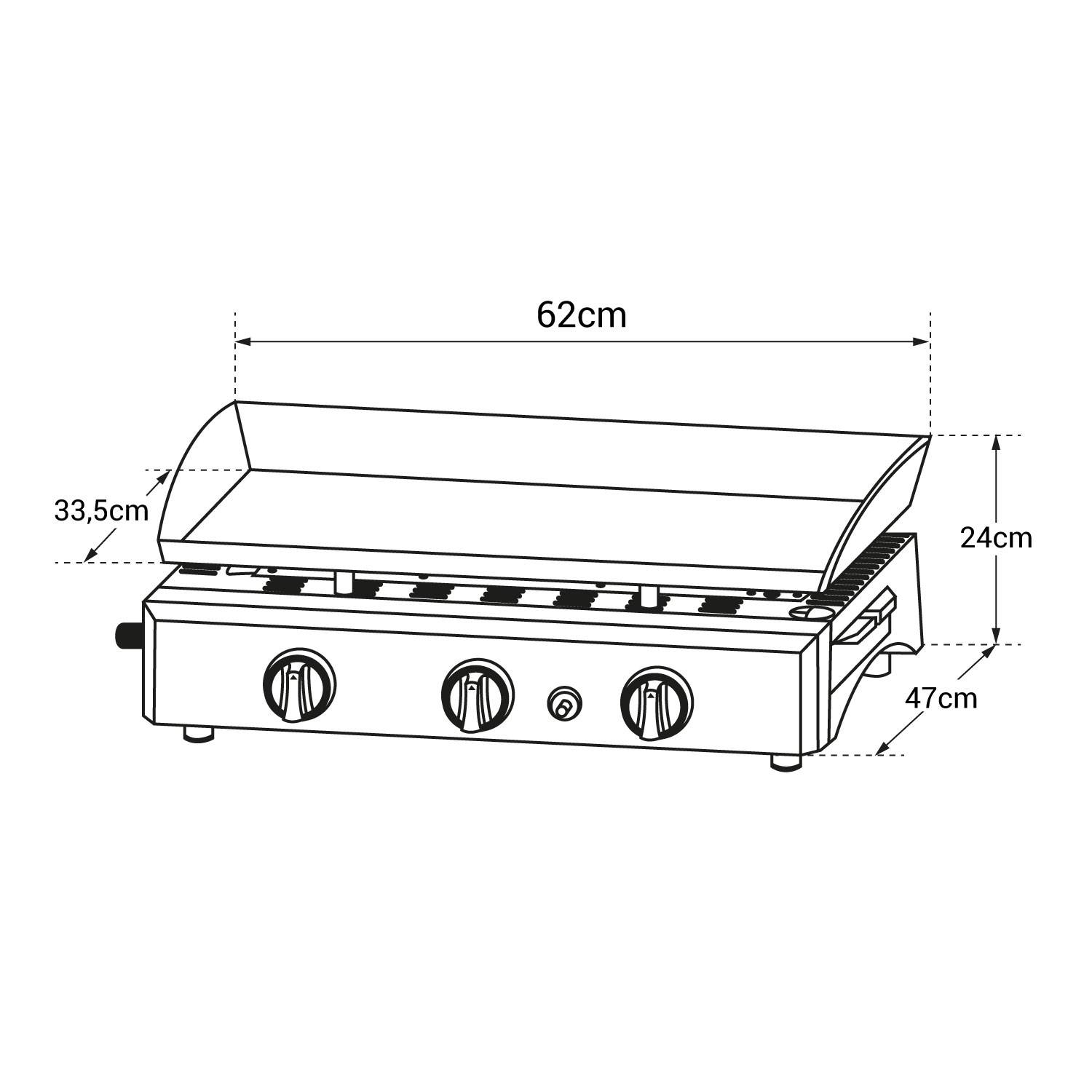 Happy Garden - Plancha au gaz SÉVILLE - 3 brûleurs 7,5kW - HAPPY GARDEN - Imagen 4