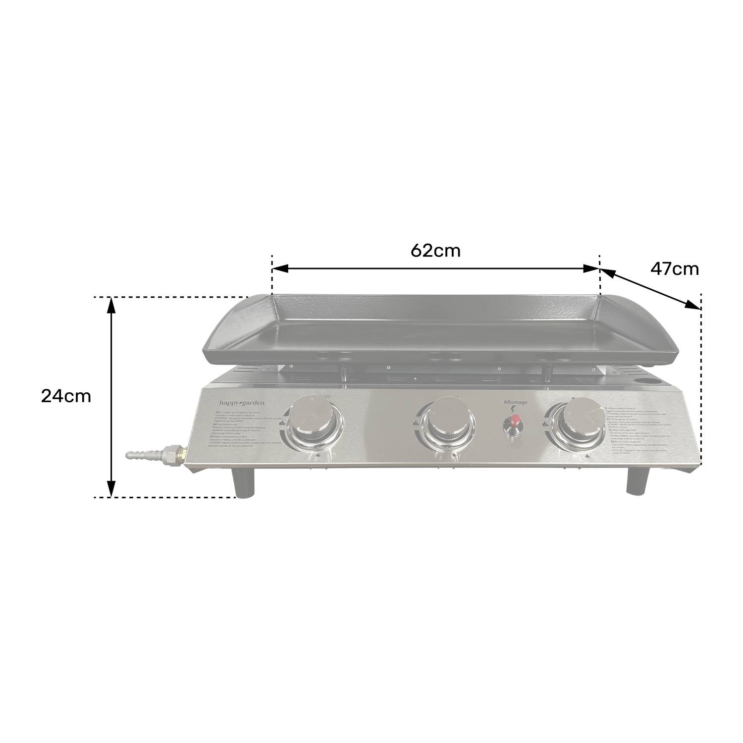 Happy Garden - Plancha au gaz SÉVILLE - 3 brûleurs 7,5kW - HAPPY GARDEN - Imagen 2