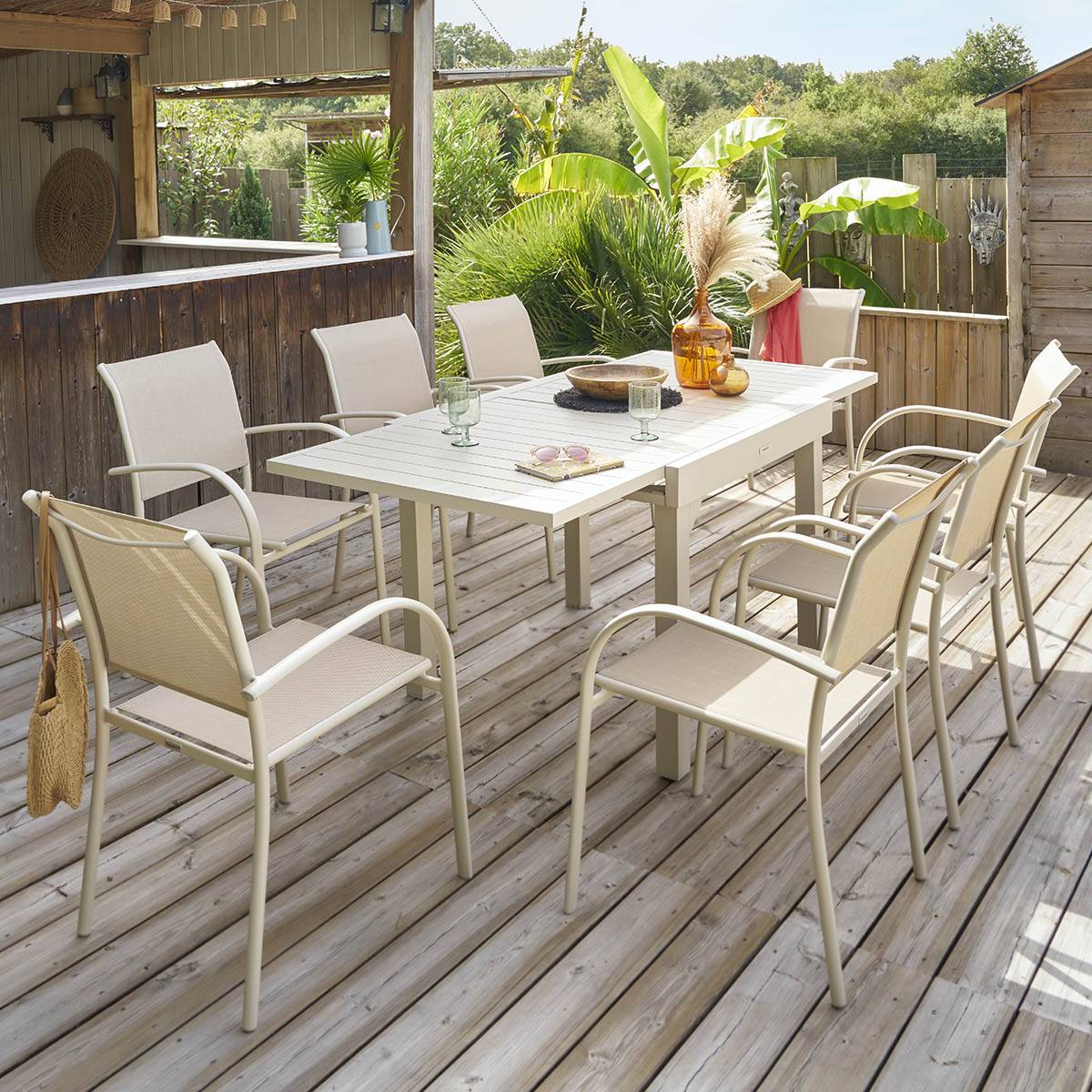 Hesperide - Table de jardin extensible "Piazza" argile 8 places en aluminium traité en epoxy Hespéride - Image 1