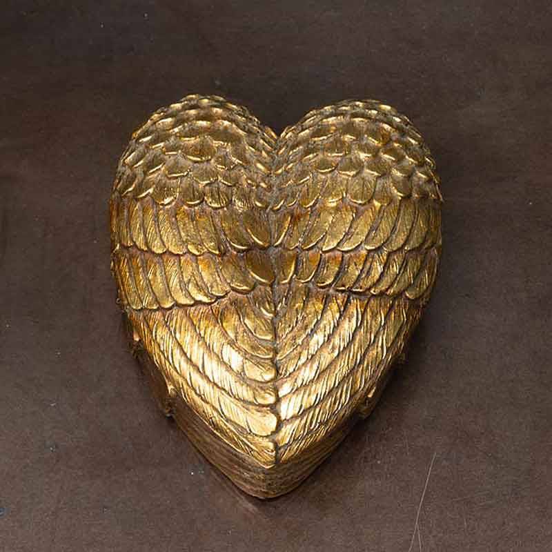 Coeur Etui Métal Or Couvercle Émail Ange - Motif 3,5X4Cm Chapelet Boîte