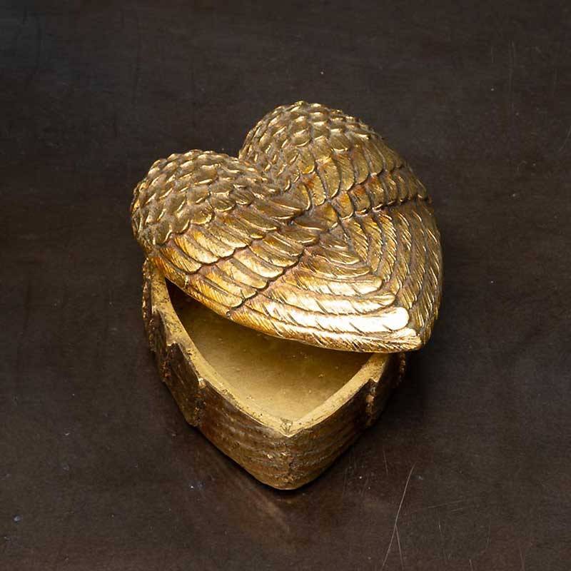 Petite Boîte En Laiton En Forme De Cœur - Pilulier Ou Boîte à Bijoux - Bon état