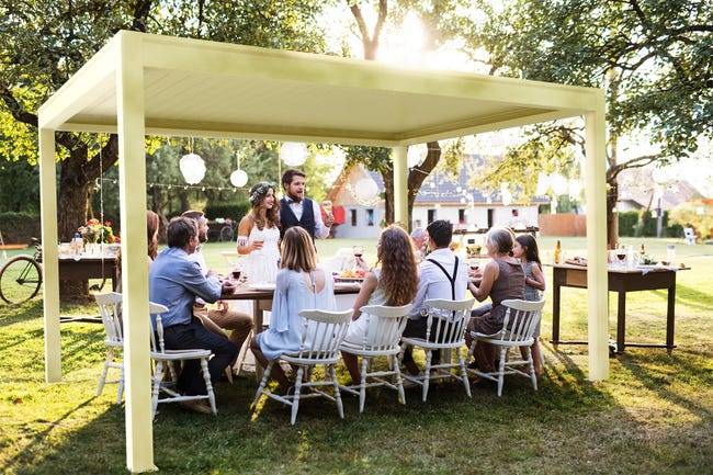 Pergola Bioclimatique Autoportante Motorisée Aluminium 4x3 Blanc O ORIAL France - Image 1