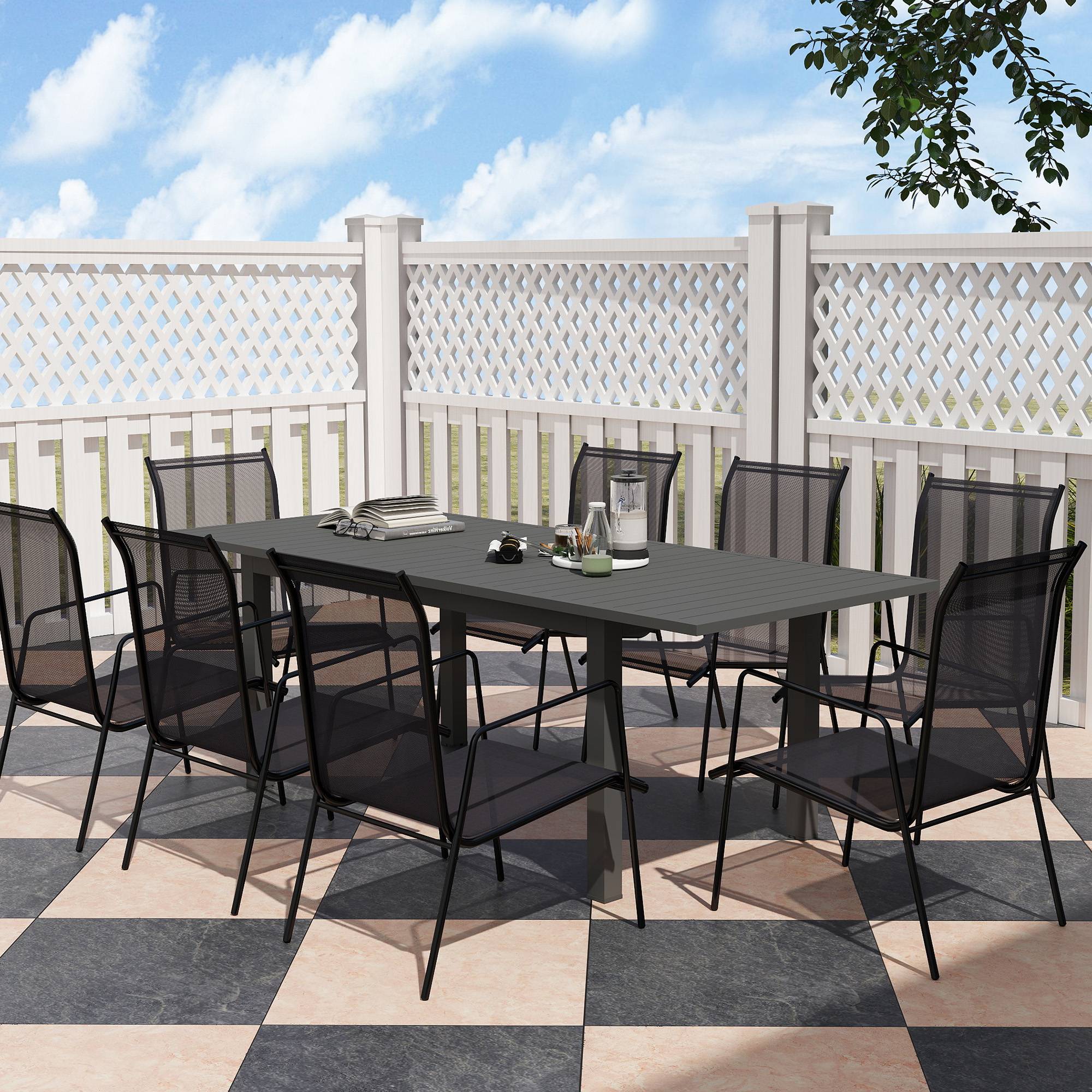 Table de jardin Aluminium Terrasse Extérieur Extensible 6 à 8 personnes 160/220cm Gris - ComfortXL Outdoor Living - Image 8