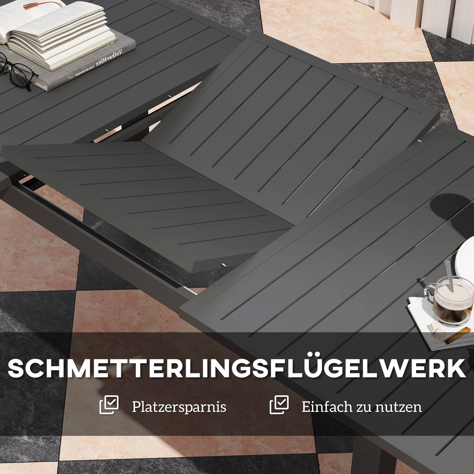 Table de jardin Aluminium Terrasse Extérieur Extensible 6 à 8 personnes 160/220cm Gris - ComfortXL Outdoor Living - Image 5