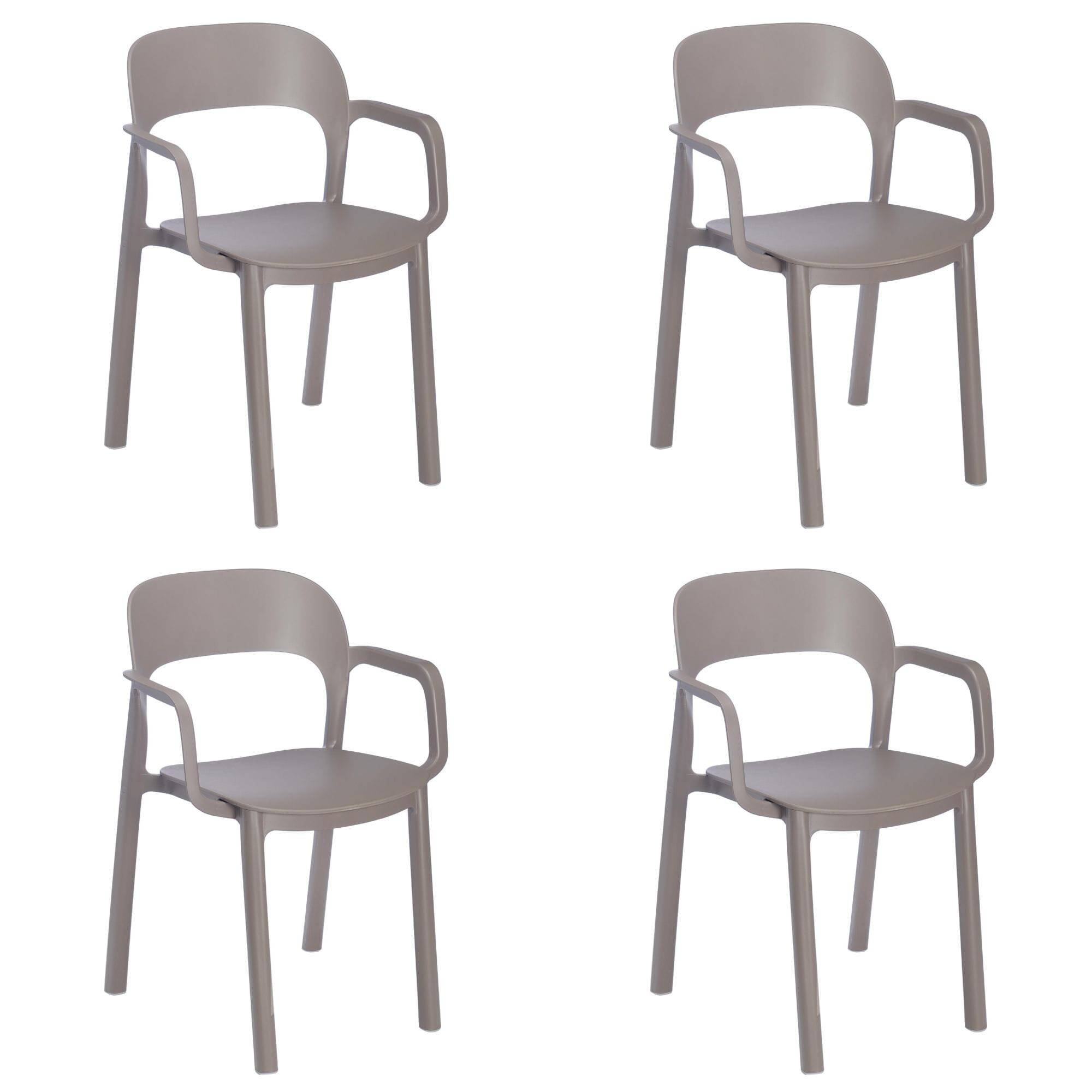 Garbar - Fauteuils Ona garbar plastique marron (Lot de 4)