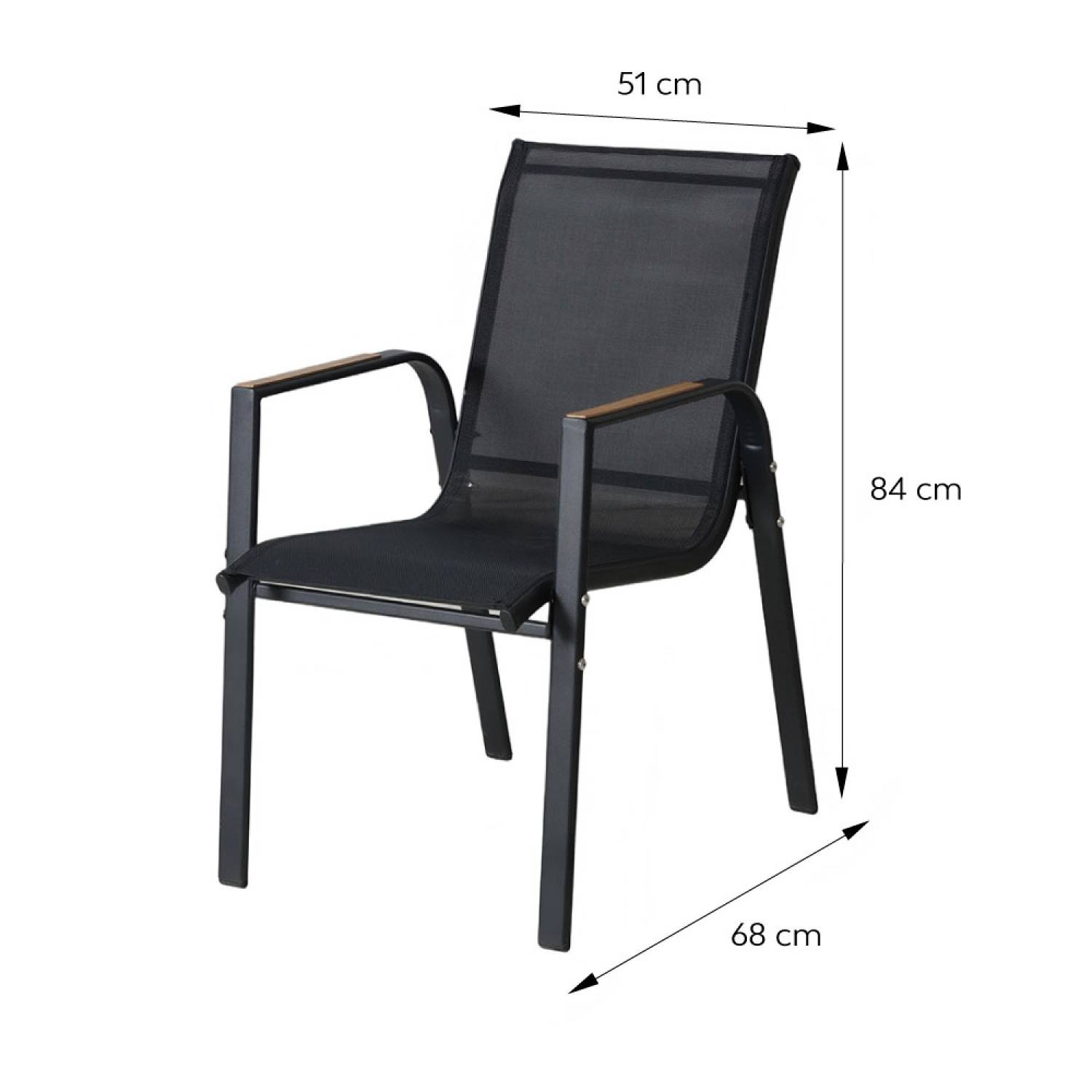 Ensemble de jardin table 190cm effet bois + 6 fauteuils ALMADA - Image 4