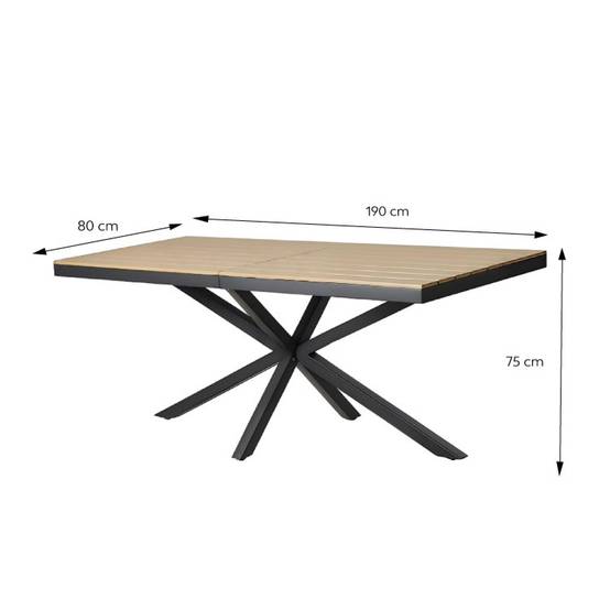 Ensemble de jardin table 190cm effet bois + 6 fauteuils ALMADA - Image 3