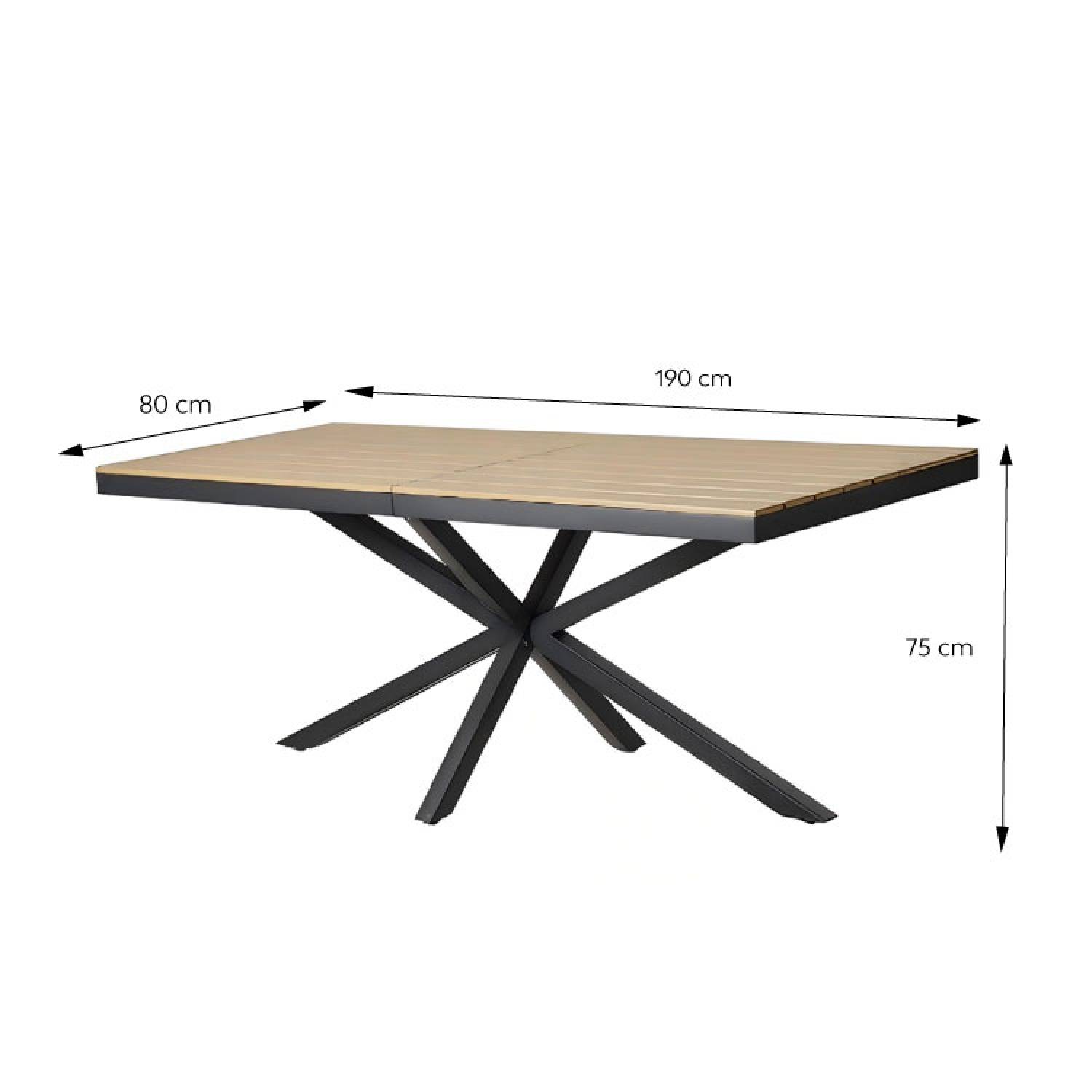 Ensemble de jardin table 190cm effet bois + 6 fauteuils ALMADA - Image 3