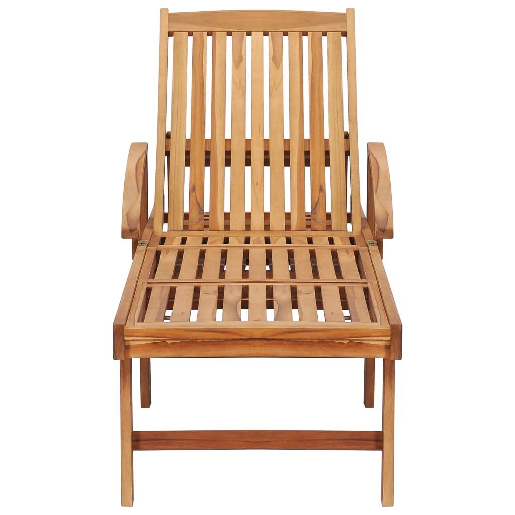 Helloshop26 - Transat chaise longue bain de soleil lit de jardin terrasse meuble d'extérieur avec table et coussin bois de teck solide - Imagen 4