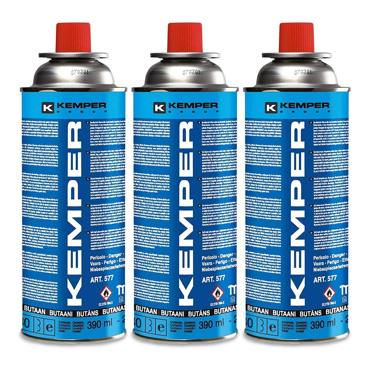Pack de 3 Cartouches gaz 227g Bouteille gaz Butane Camping Réchaud BBQ Utilisation Facile KEMPER - Imagen 1