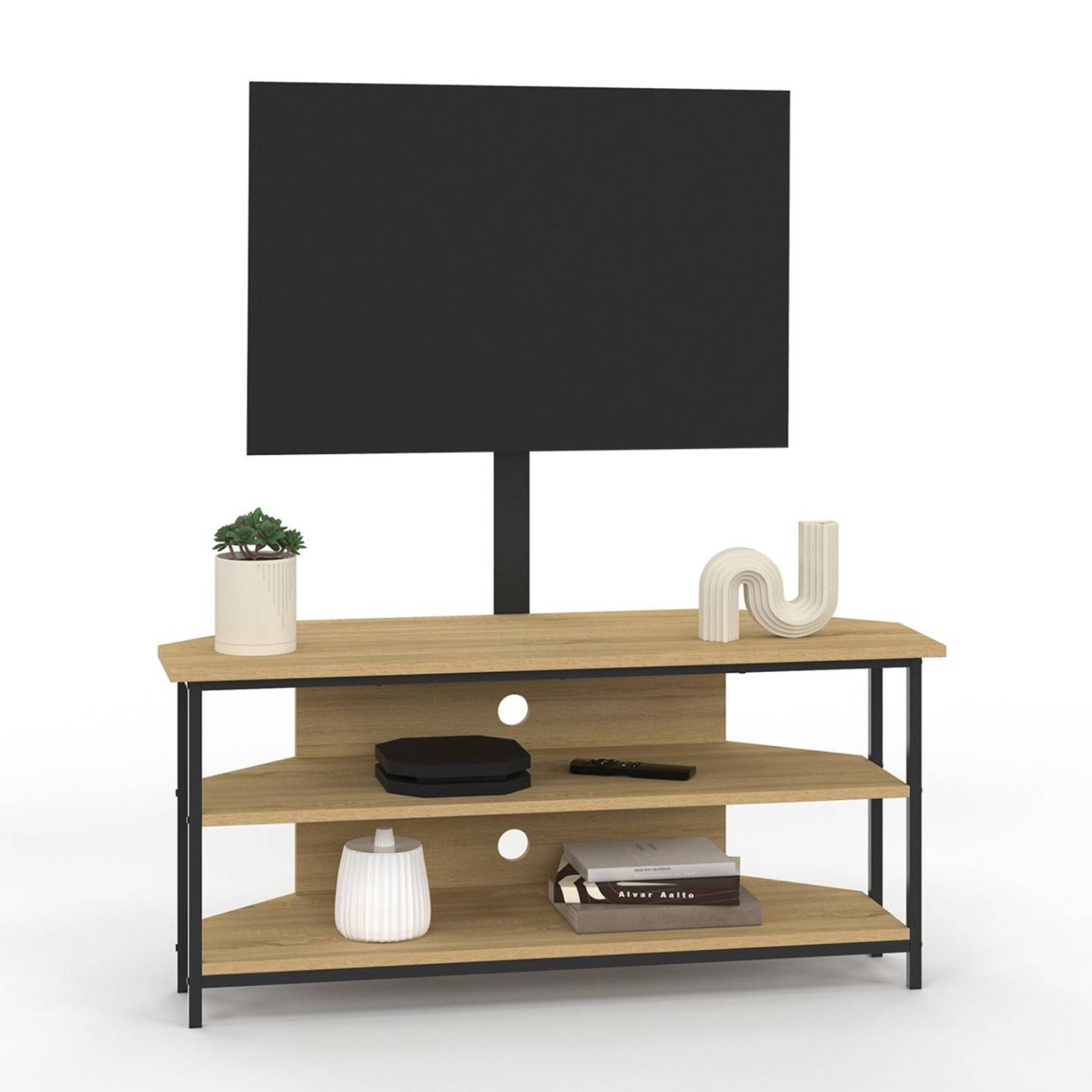 Ensemble meuble tv 164 cm detroit avec étagères design industriel