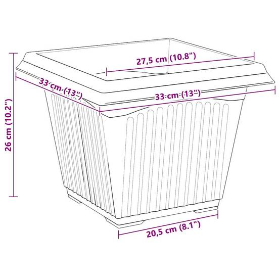 Lot de 6 Pots de Fleurs Carrés Plastique pour Jardin Terrasse avec Drainage 33x33x26 cm Noir - ComfortXL Outdoor Living - Image 8