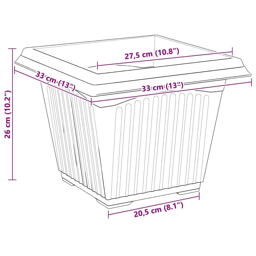 Lot de 6 Pots de Fleurs Carrés Plastique pour Jardin Terrasse avec Drainage 33x33x26 cm Noir - ComfortXL Outdoor Living - Image 8
