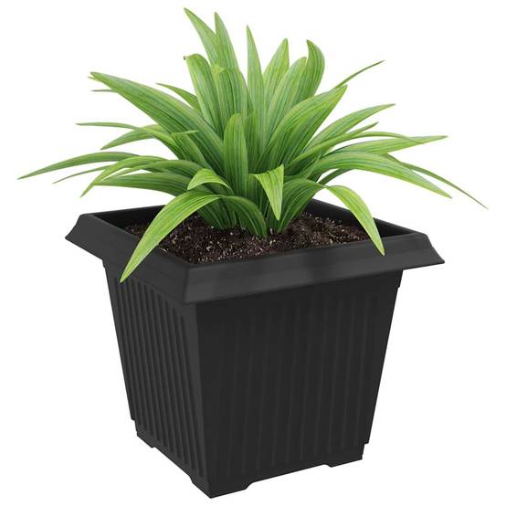 Lot de 6 Pots de Fleurs Carrés Plastique pour Jardin Terrasse avec Drainage 33x33x26 cm Noir - ComfortXL Outdoor Living - Image 3