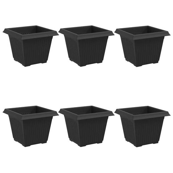 Lot de 6 Pots de Fleurs Carrés Plastique pour Jardin Terrasse avec Drainage 33x33x26 cm Noir - ComfortXL Outdoor Living - Image 2