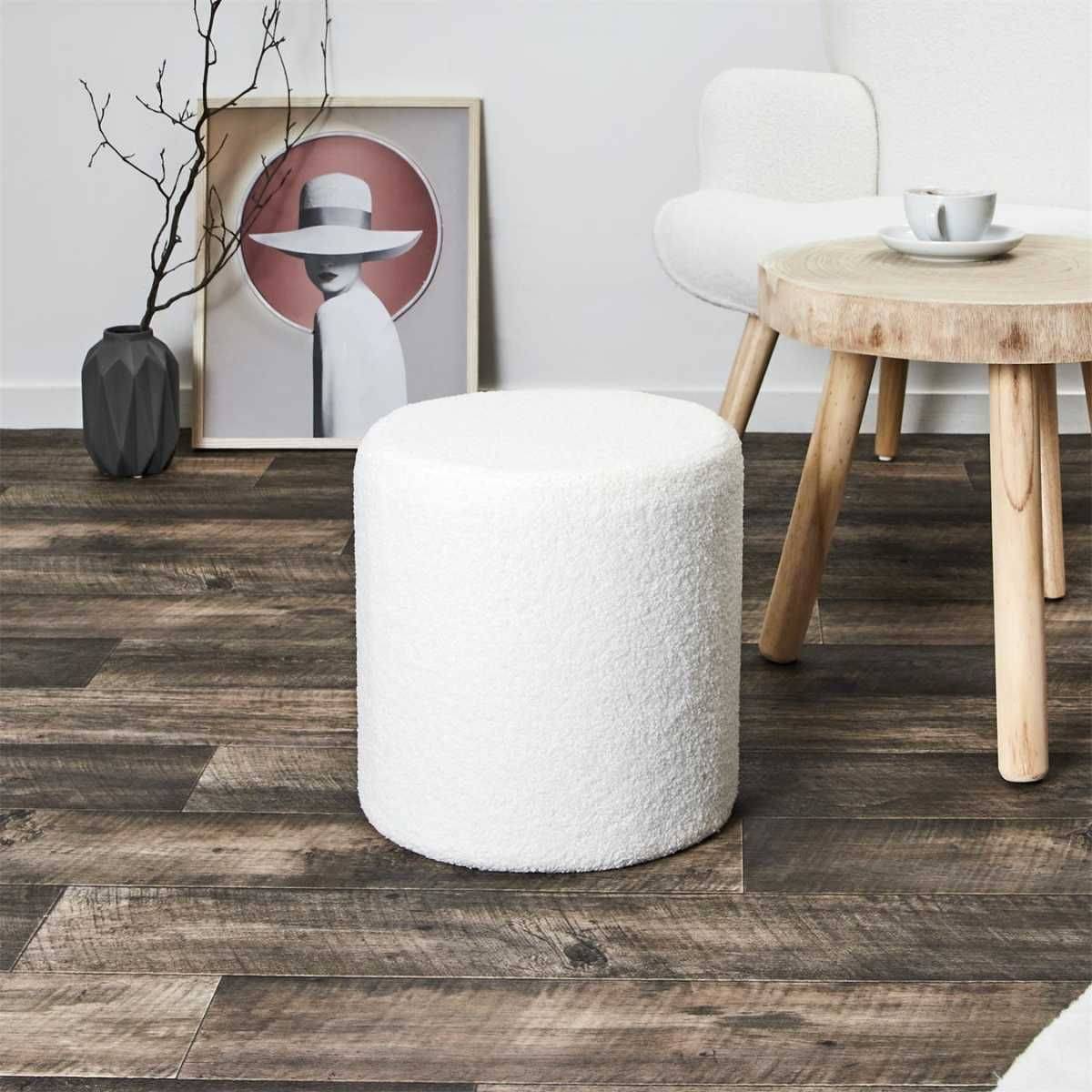ALTOBUY - Pouf en tissu bouclette blanc - REGINA - Image 2